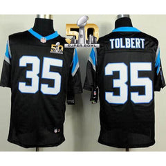 Panthers #35 Mike Tolbert Black Team Color Super Bowl 50 Men's Stitched NFL Elite Jersey 