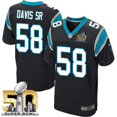 Panthers #58 Thomas Davis Sr Black Team Color Super Bowl 50 Men's Stitched NFL Elite Jersey 