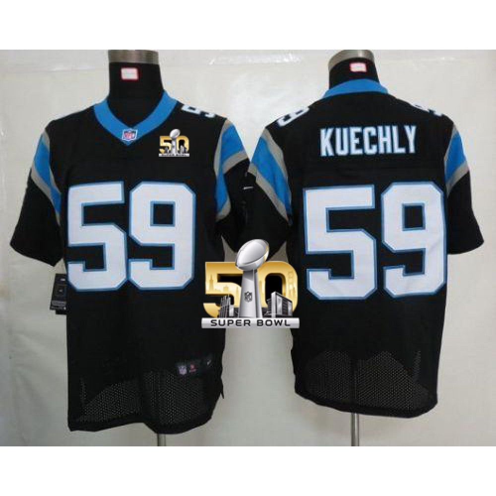 Panthers #59 Luke Kuechly Black Team Color Super Bowl 50 Men's Stitched NFL Elite Jersey 