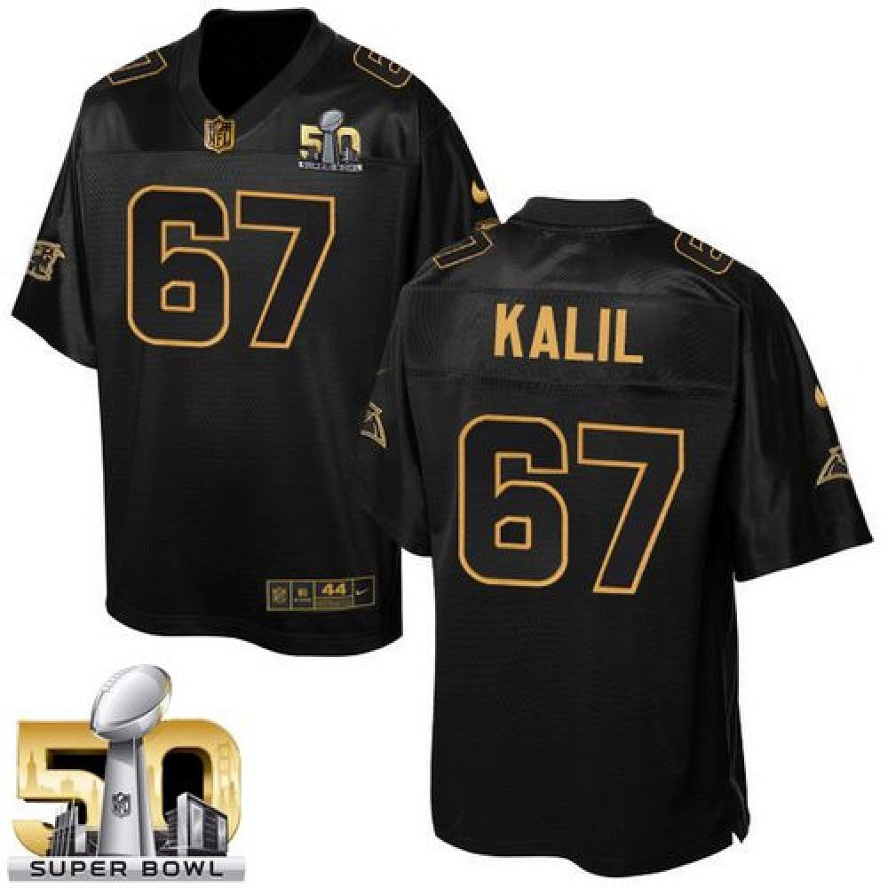 Panthers #67 Ryan Kalil Black Super Bowl 50 Men's Stitched NFL Elite Pro Line Gold Collection Jersey 