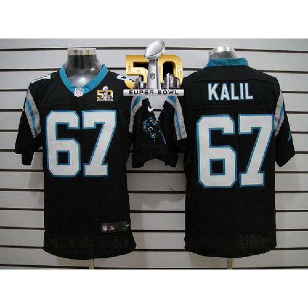 Panthers #67 Ryan Kalil Black Team Color Super Bowl 50 Men's Stitched NFL Elite Jersey 