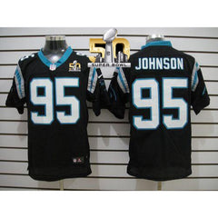 Panthers #95 Charles Johnson Black Team Color Super Bowl 50 Men's Stitched NFL Elite Jersey 