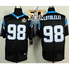 Panthers #98 Star Lotulelei Black Team Color Super Bowl 50 Men's Stitched NFL Elite Jersey 