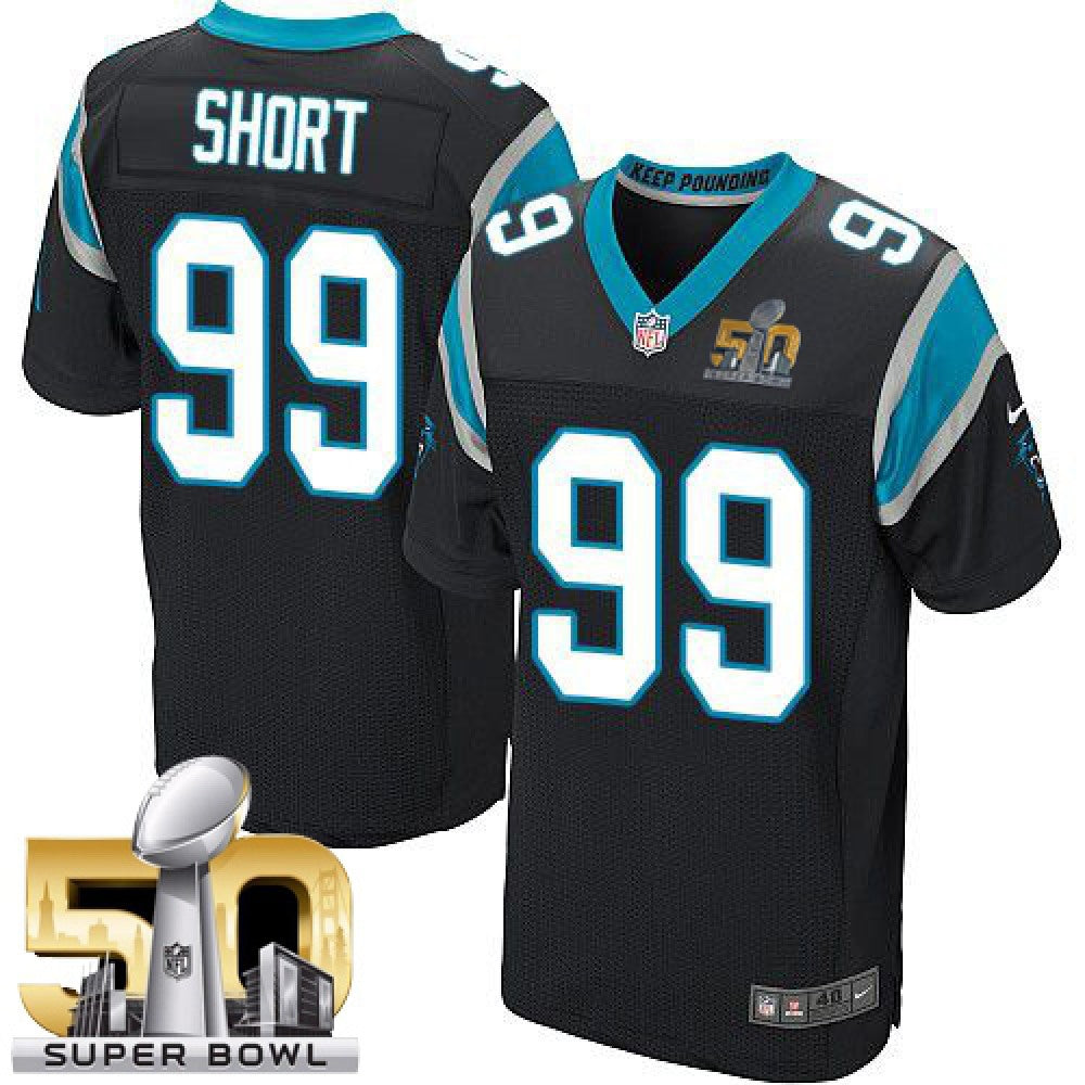 Panthers #99 Kawann Short Black Team Color Super Bowl 50 Men's Stitched NFL Elite Jersey 