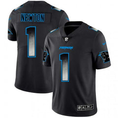Men's Carolina Panthers #1 Cam Newton Black 2019 Smoke Fashion Limited Stitched NFL Jersey 