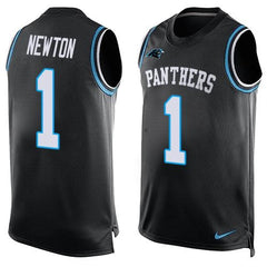 Panthers #1 Cam Newton Black Team Color Men's Stitched NFL Limited Tank Top Jersey 