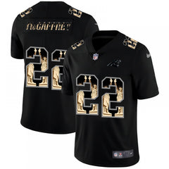 Men's Carolina Panthers #22 Christian McCaffrey 2019 Black Statue of Liberty Limited Stitched NFL Jersey 