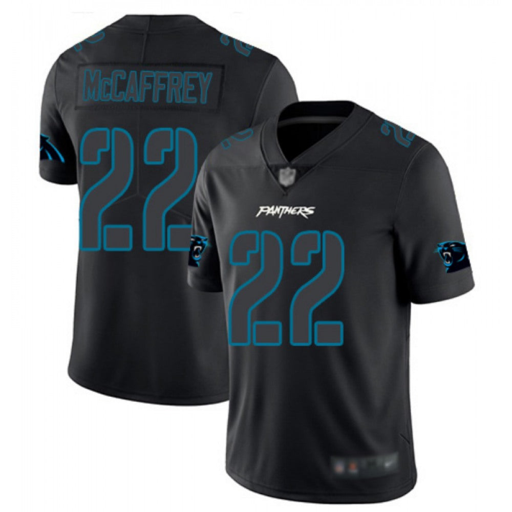 Men's Carolina Panthers #22 Christian McCaffrey Black Impact Limited Stitched NFL Jersey 