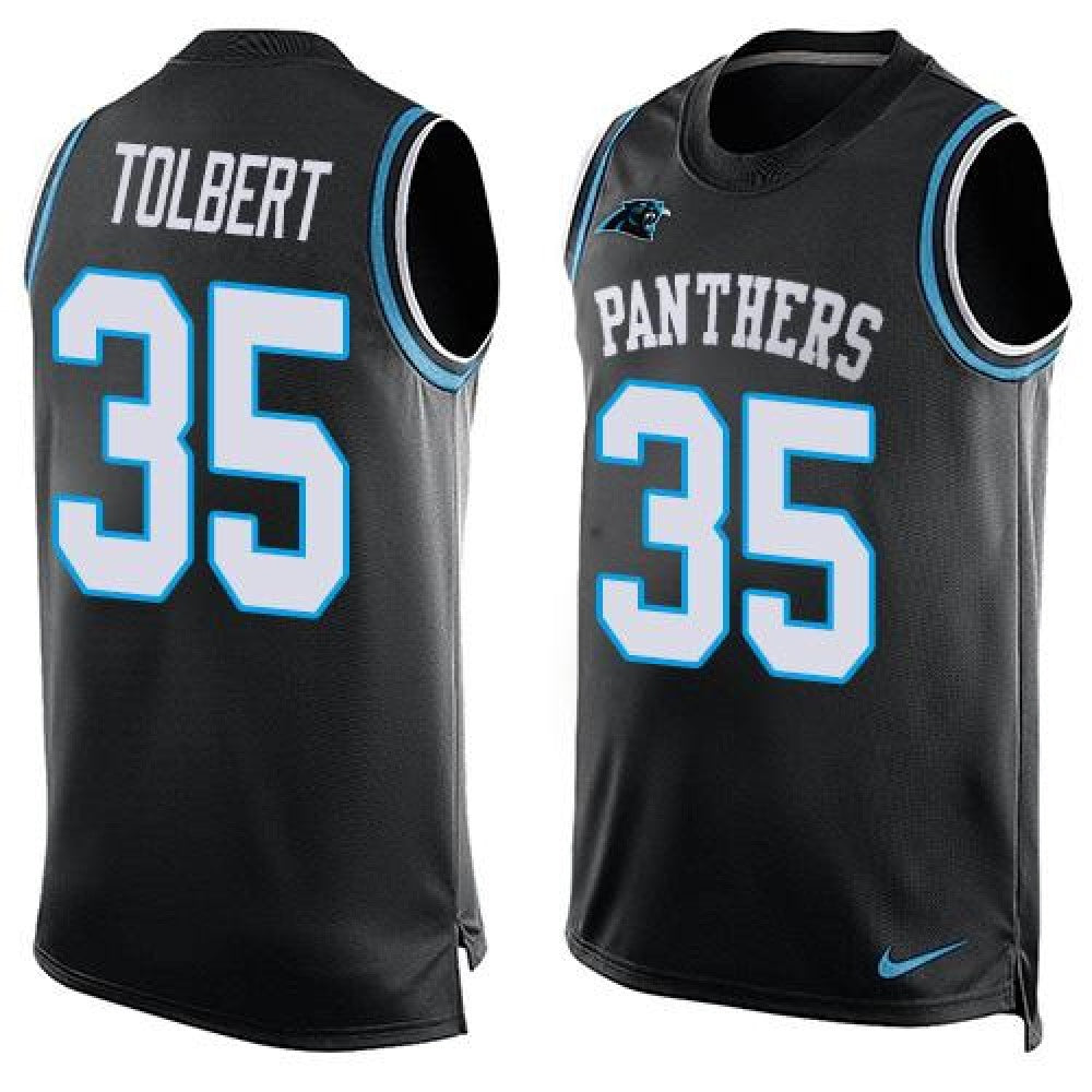 Panthers #35 Mike Tolbert Black Team Color Men's Stitched NFL Limited Tank Top Jersey 