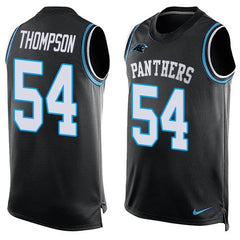 Panthers #54 Shaq Thompson Black Team Color Men's Stitched NFL Limited Tank Top Jersey 