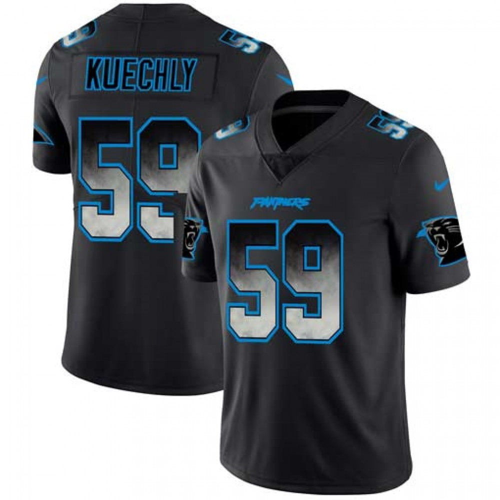 Men's Carolina Panthers #59 Luke Kuechly Black 2019 Smoke Fashion Limited Stitched NFL Jersey 