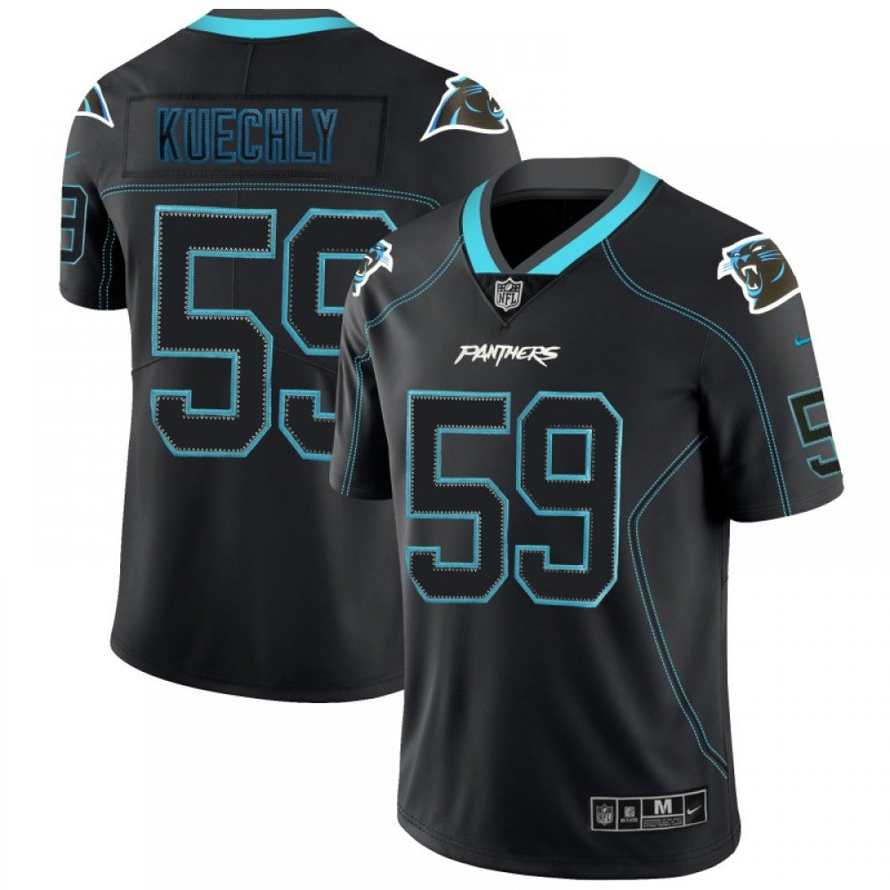 Men's Carolina Panthers #59 Luke Kuechly NFL 2018 Lights Out Black Color Rush Limited Jersey 