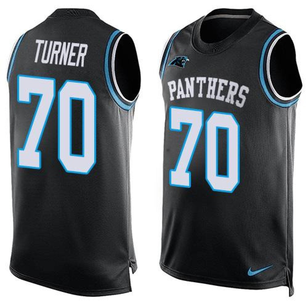 Panthers #70 Trai Turner Black Team Color Men's Stitched NFL Limited Tank Top Jersey 