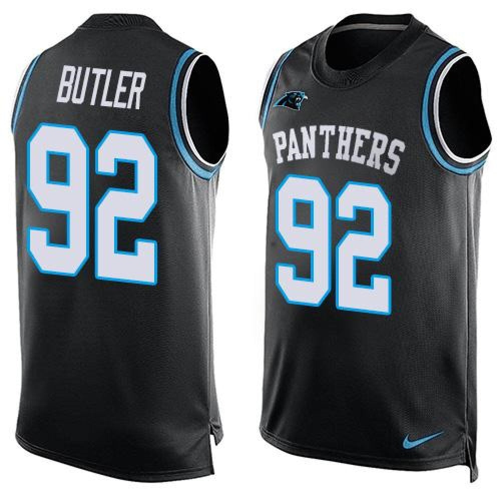 Panthers #92 Vernon Butler Black Team Color Men's Stitched NFL Limited Tank Top Jersey 
