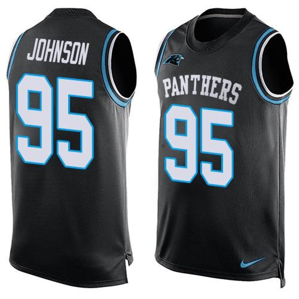 Panthers #95 Charles Johnson Black Team Color Men's Stitched NFL Limited Tank Top Jersey 