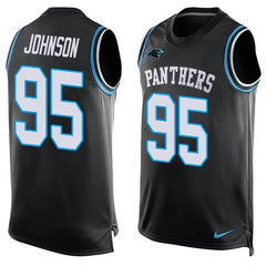 Panthers #95 Charles Johnson Black Team Color Men's Stitched NFL Limited Tank Top Jersey 