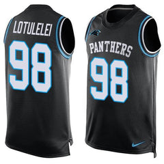Panthers #98 Star Lotulelei Black Team Color Men's Stitched NFL Limited Tank Top Jersey 