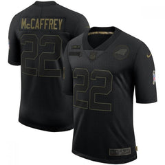 Men's Carolina Panthers #22 Christian McCaffrey 2020 Black Salute To Service Limited Stitched Jersey 
