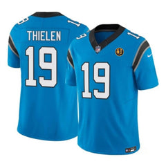Men's Carolina Panthers #19 Adam Thielen Blue 2023 F.U.S.E. With John Madden Patch Vapor Limited Stitched Football Jersey 