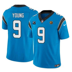 Men's Carolina Panthers #9 Bryce Young Blue 2023 F.U.S.E. With 1-star C Patch And John Madden Patch Vapor Limited Stitched Football Jersey 