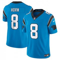 Men's Carolina Panthers #8 Jaycee Horn Blue 2023 F.U.S.E. Vapor Untouchable Stitched Football Jersey 