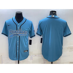 Men's Carolina Panthers Blank Blue With Patch Cool Base Stitched Baseball Jersey 