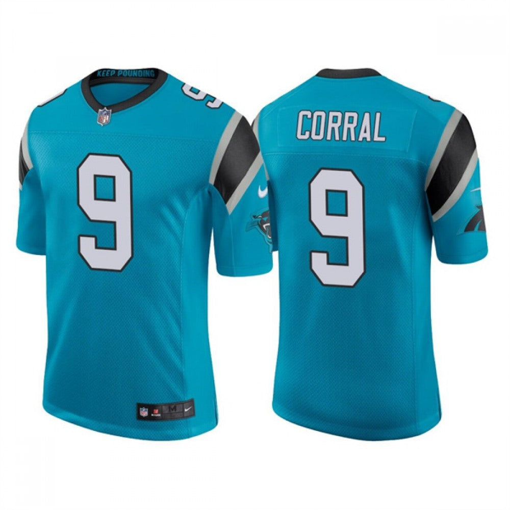 Men's Carolina Panthers #9 Matt Corral 2022 Blue Stitched Jersey 