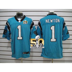 Panthers #1 Cam Newton Blue Alternate Super Bowl 50 Men's Stitched NFL Elite Jersey 