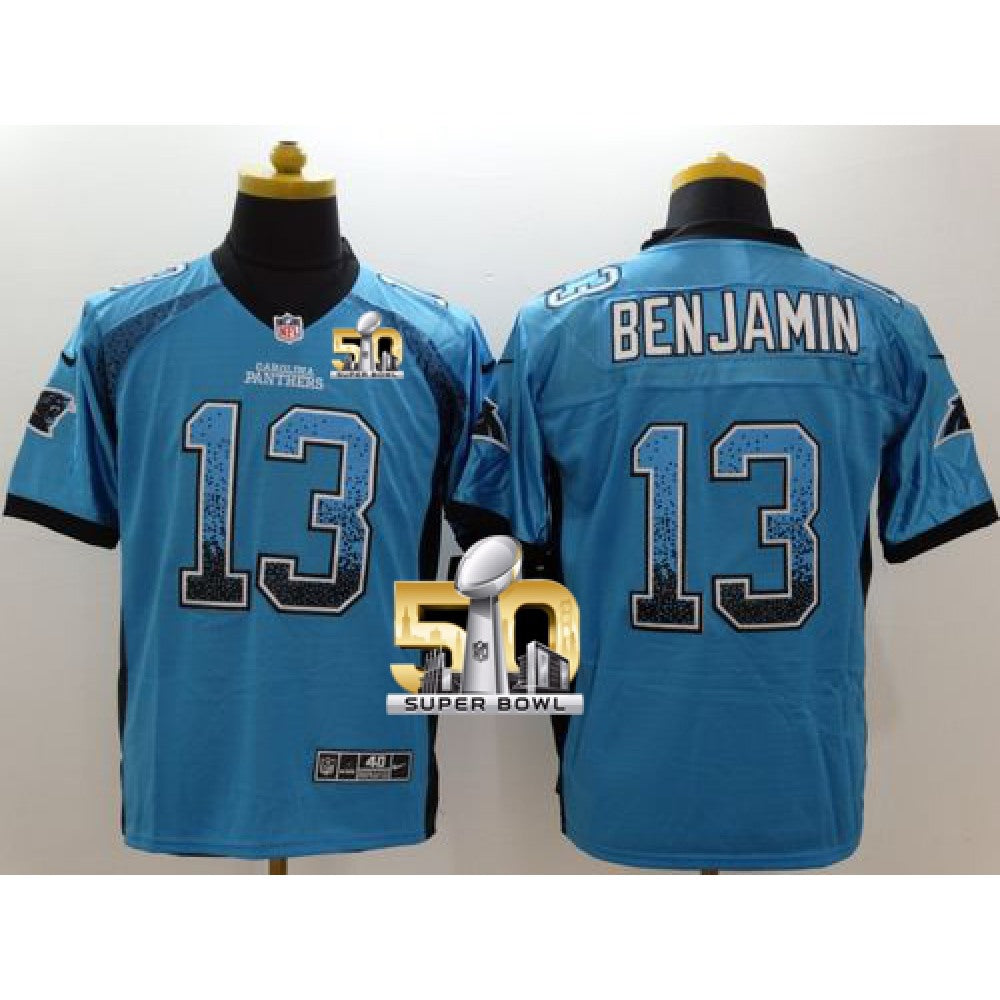 Panthers #13 Kelvin Benjamin Blue Alternate Super Bowl 50 Men's Stitched NFL Elite Drift Fashion Jersey 