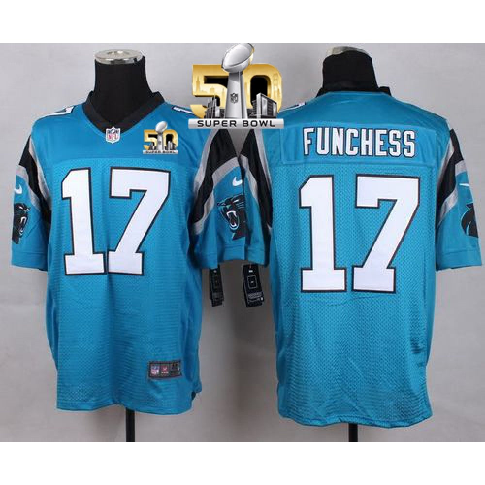 Panthers #17 Devin Funchess Blue Alternate Super Bowl 50 Men's Stitched NFL Elite Jersey 