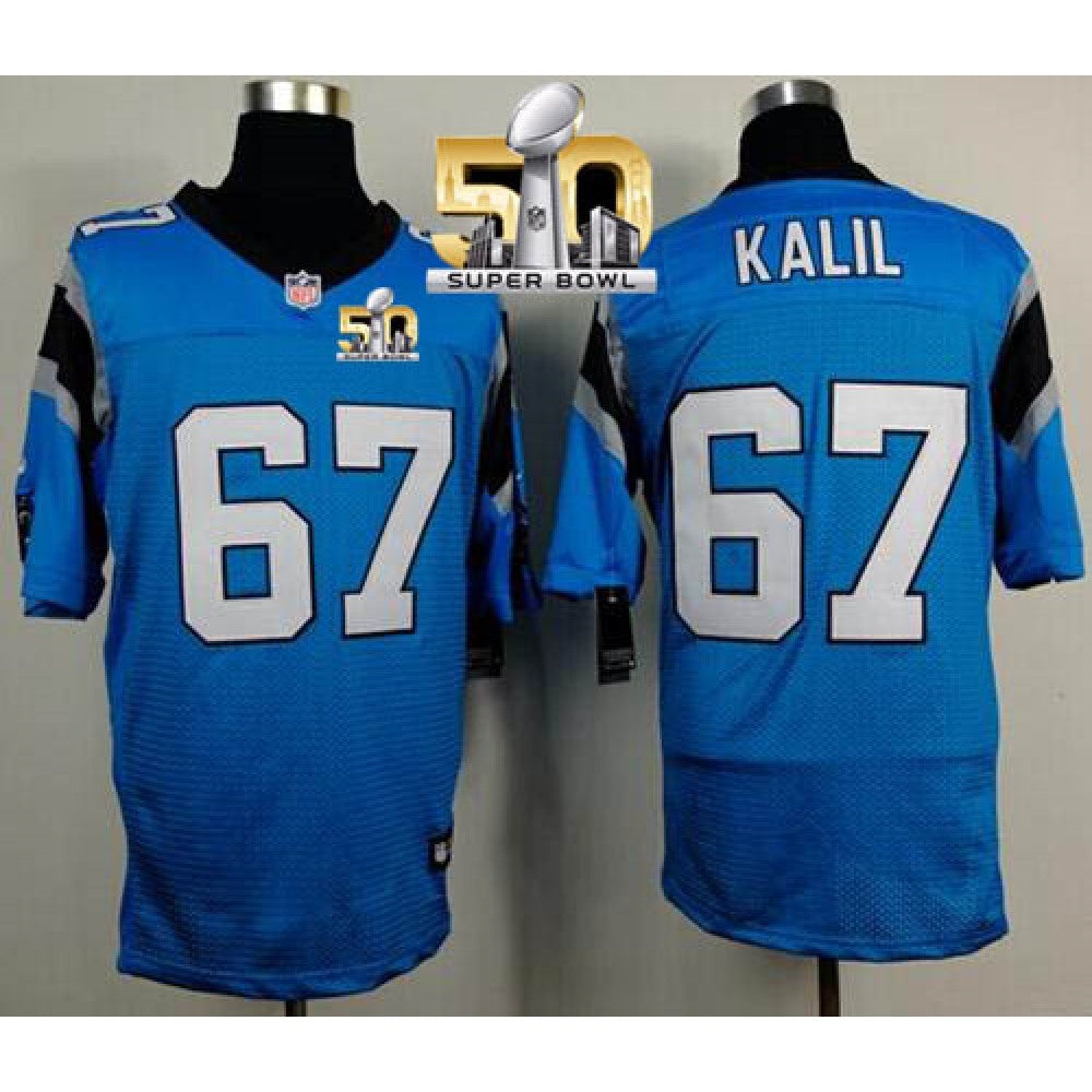 Panthers #67 Ryan Kalil Blue Alternate Super Bowl 50 Men's Stitched NFL Elite Jersey 