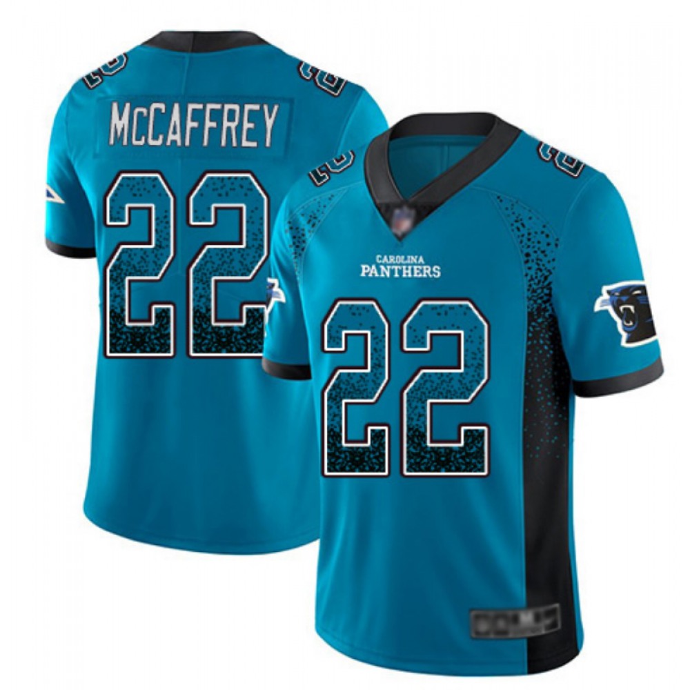 Men's Carolina Panthers #22 Christian McCaffrey Blue Drift Fashion Color Rush Limited Stitched NFL Jersey 