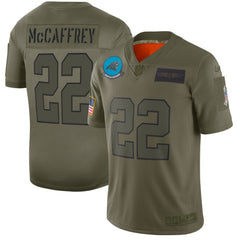 Men's Carolina Panthers #22 Christian McCaffrey 2019 Camo Salute To Service Limited Stitched NFL Jersey 