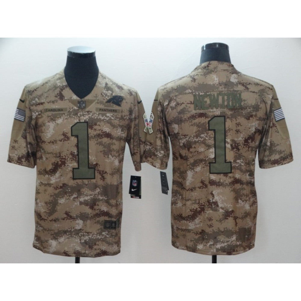 Men's Carolina Panthers #1 Cam Newton 2018 Camo Salute to Service Limited Stitched NFL Jersey 