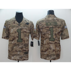 Men's Carolina Panthers #1 Cam Newton 2018 Camo Salute to Service Limited Stitched NFL Jersey 