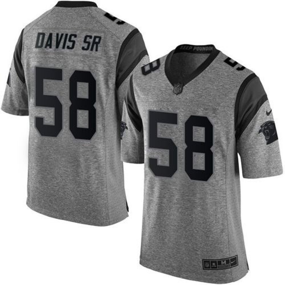Panthers #58 Thomas Davis Sr Gray Men's Stitched NFL Limited Gridiron Gray Jersey 