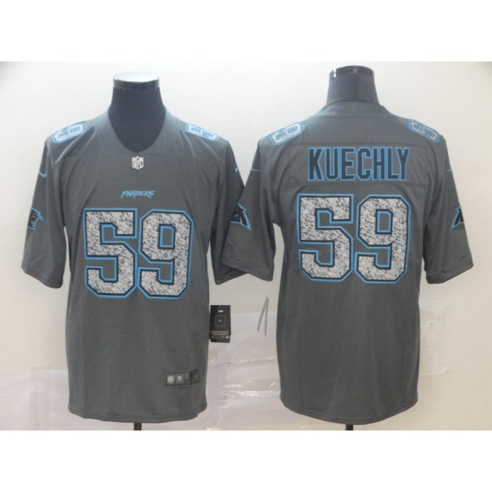 Men's Carolina Panthers #59 Luke Kuechly 2019 Gray Fashion Static Limited Stitched NFL Jersey 