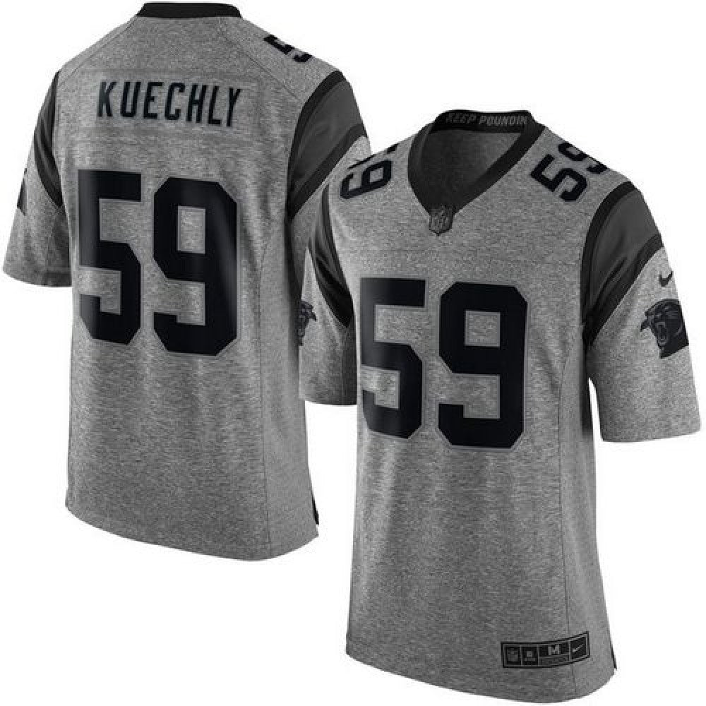 Panthers #59 Luke Kuechly Gray Men's Stitched NFL Limited Gridiron Gray Jersey 
