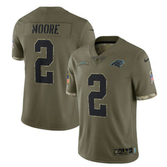 Men's Carolina Panthers #2 D.J. Moore Olive 2022 Salute To Service Limited Stitched Jersey 