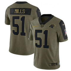 Men's Carolina Panthers #51 Sam Mills 2021 Olive Salute To Service Limited Stitched Jersey 
