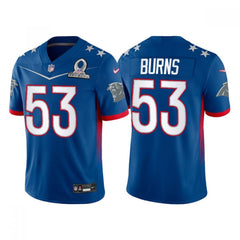 Men's Carolina Panthers #53 Brian Burns 2022 Royal NFC Pro Bowl Stitched Jersey 