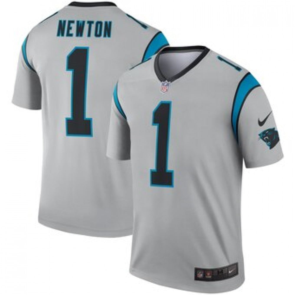 Men's Carolina Panthers #1 Cam Newton Silver Inverted Legend Jersey 