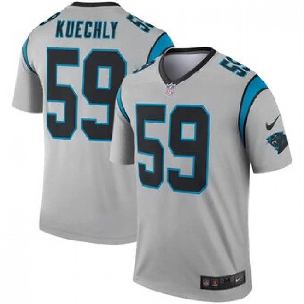 Men's Carolina Panthers #59 Luke Kuechly Silver Inverted Legend Jersey 