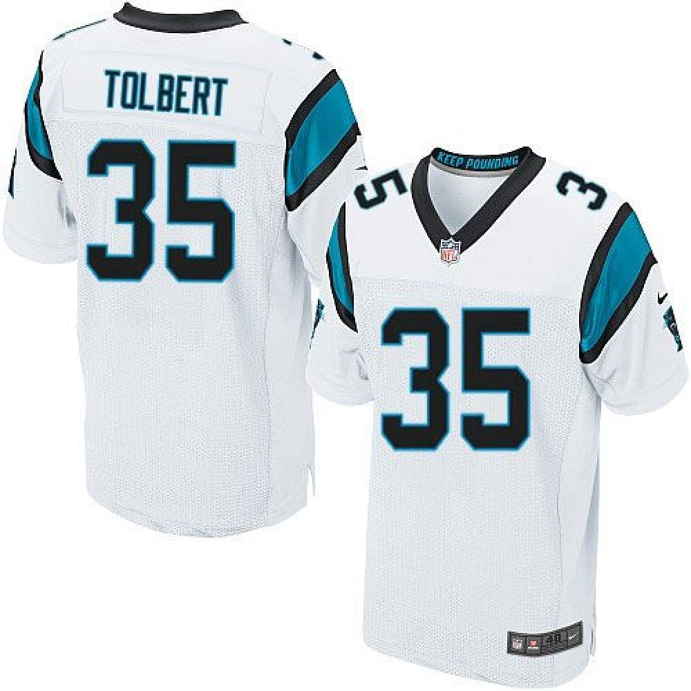 Panthers #35 Mike Tolbert White Men's Stitched NFL Elite Jersey 