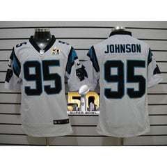 Panthers #95 Charles Johnson White Super Bowl 50 Men's Stitched NFL Elite Jersey 