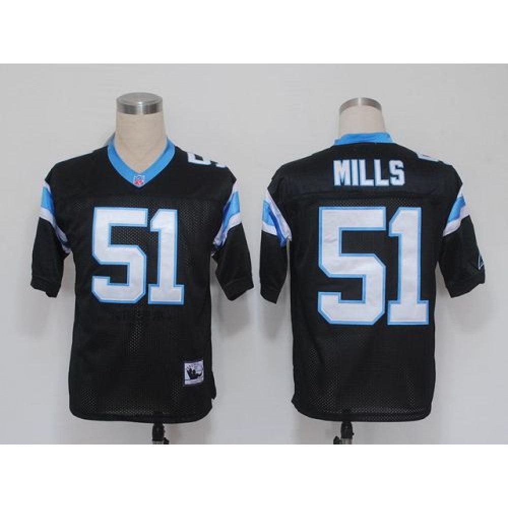 Mitchell And Ness Panthers #51 Sam Mills Black Stitched NFL Jersey 