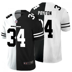 Men's Chicago Bears #34 Walter Payton Black & White Split Limited Stitched Jersey 