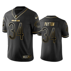 Men's Chicago Bears #34 Walter Payton Black 2019 Golden Edition Limited Stitched NFL Jersey 