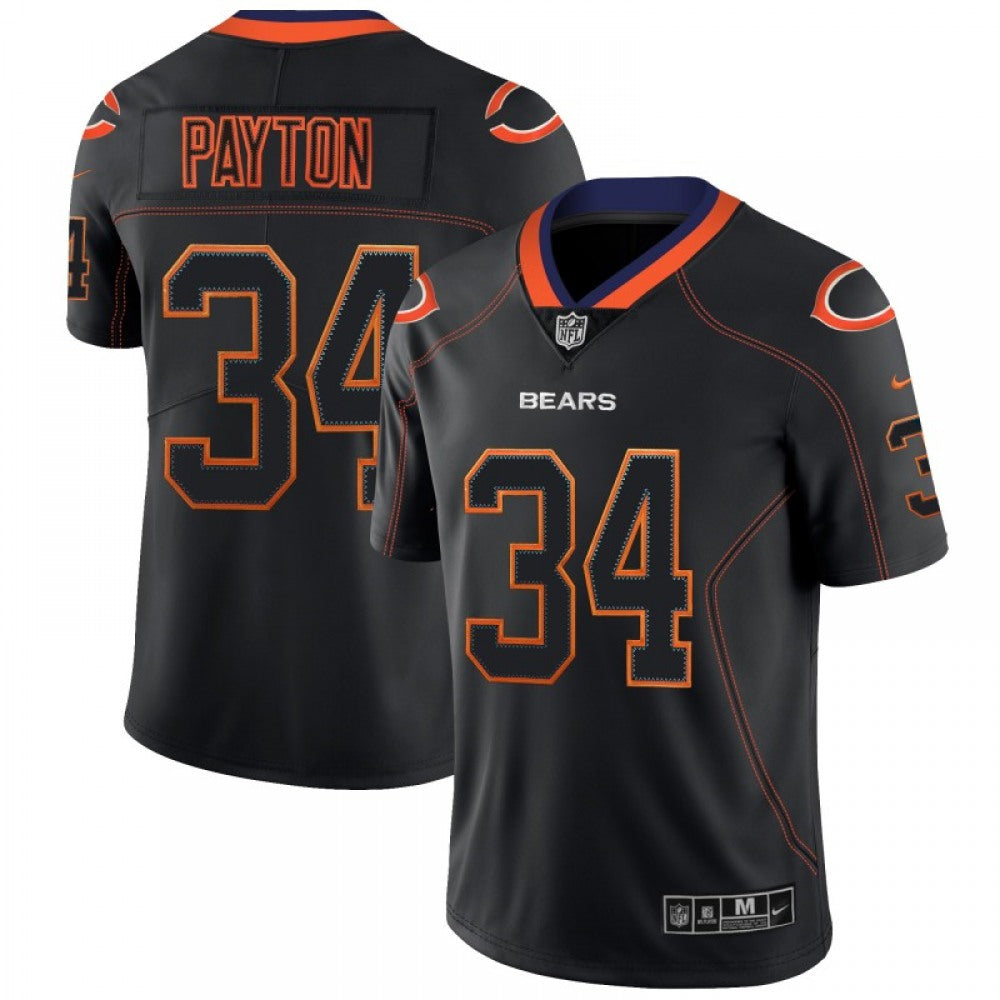 Men's Chicago Bears #34 Walter Payton Black 2018 Lights Out Color Rush NFL Limited Jersey 