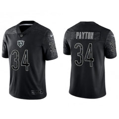 Men's Chicago Bears #34 Walter Payton Black Reflective Limited Stitched Football Jersey 